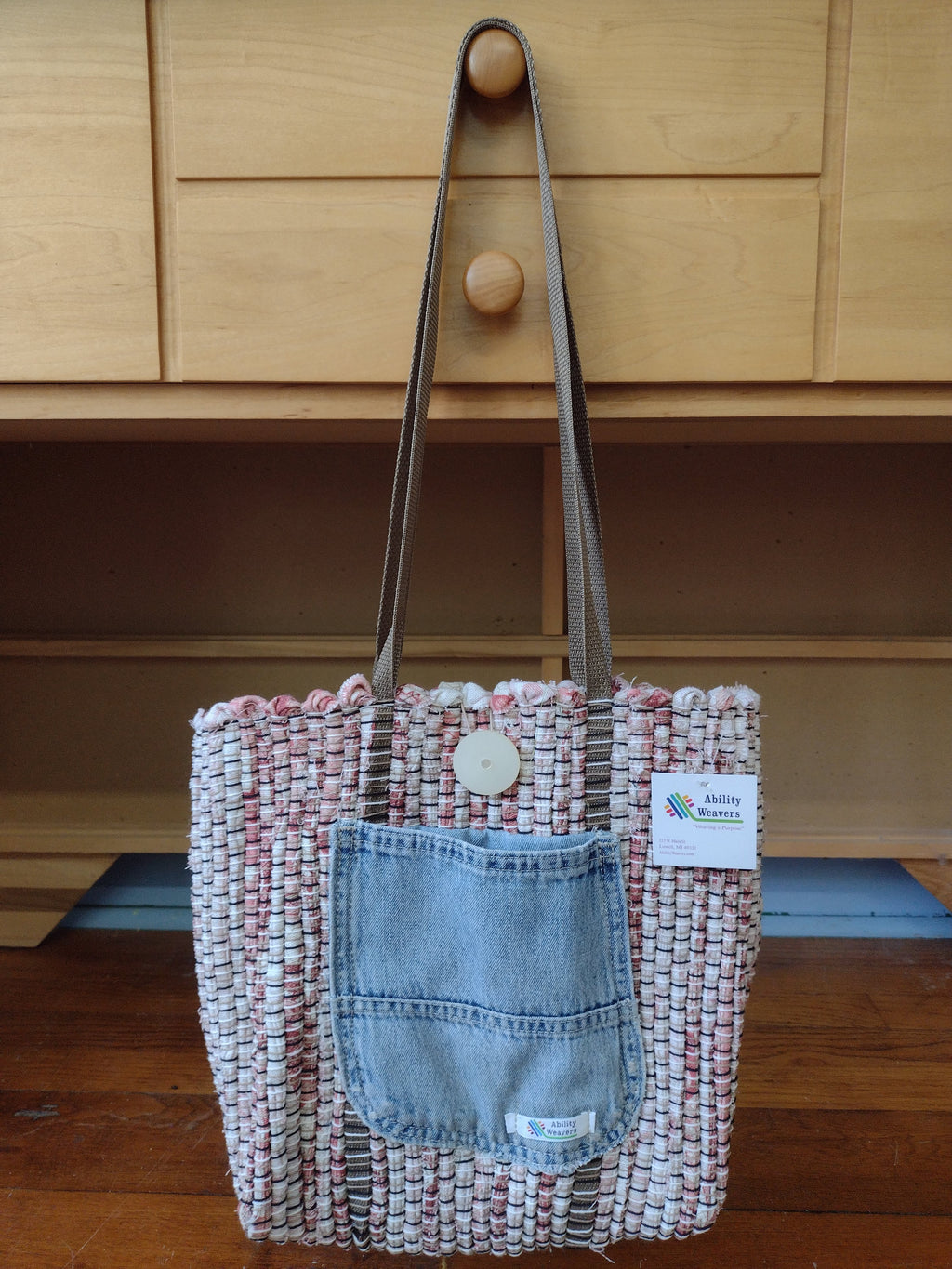 Dusty Pink Handwoven Tote by Clara, #469