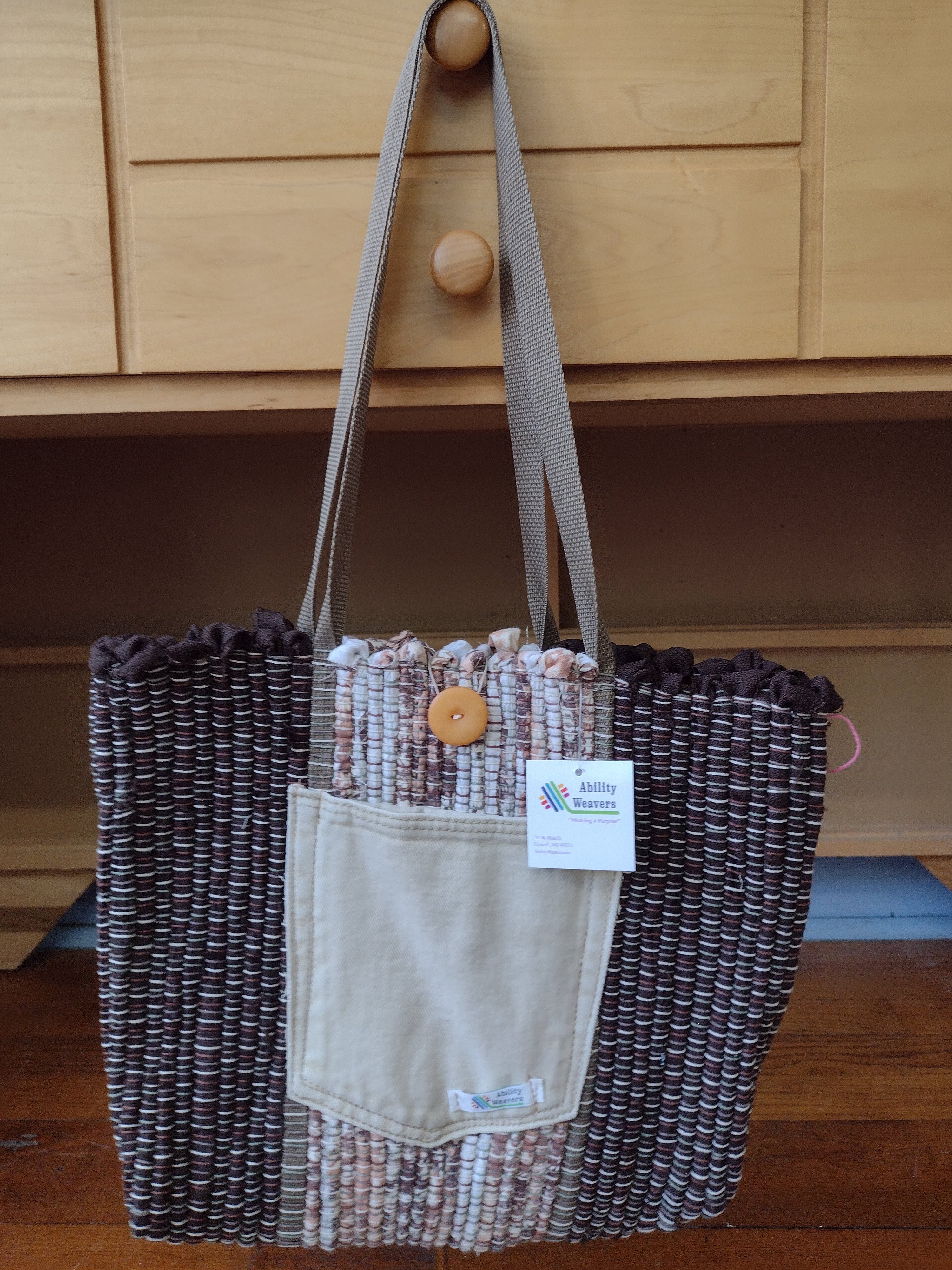 Dark Brown Handbag with Tan Pocket by Erin #456