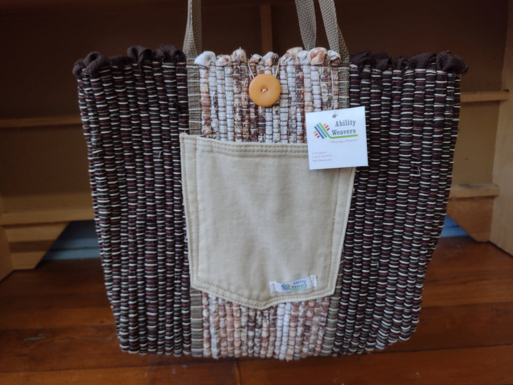 Dark Brown Handbag with Tan Pocket by Erin #456