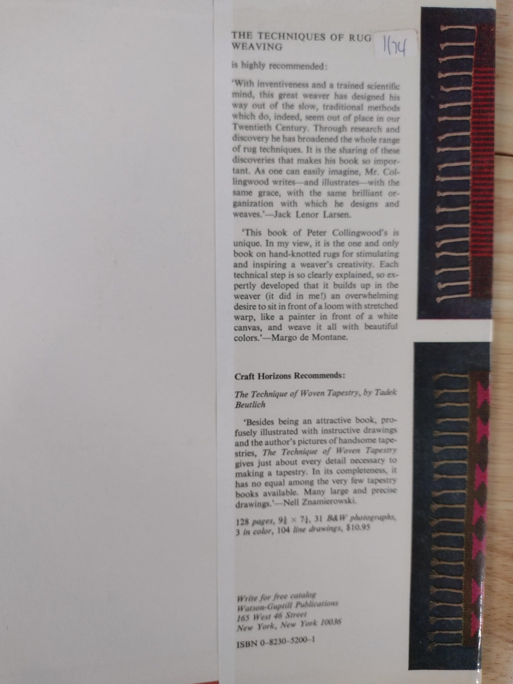 The Techniques of Rug Weaving by Peter Collingwood