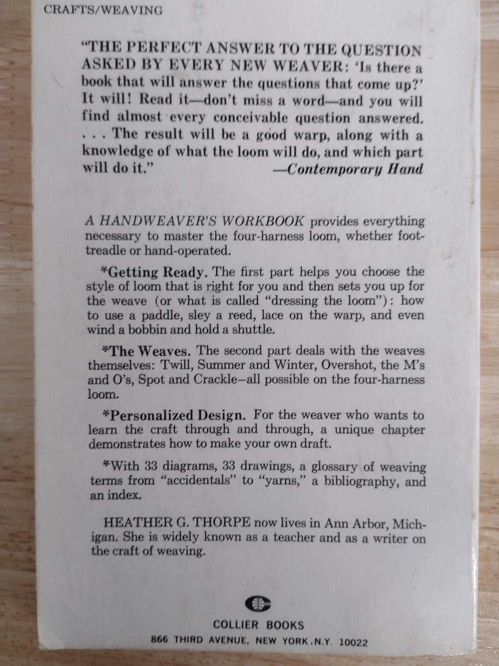 A Handwearver's Workbook, A Step by Step Guide by Heather G Thorpe