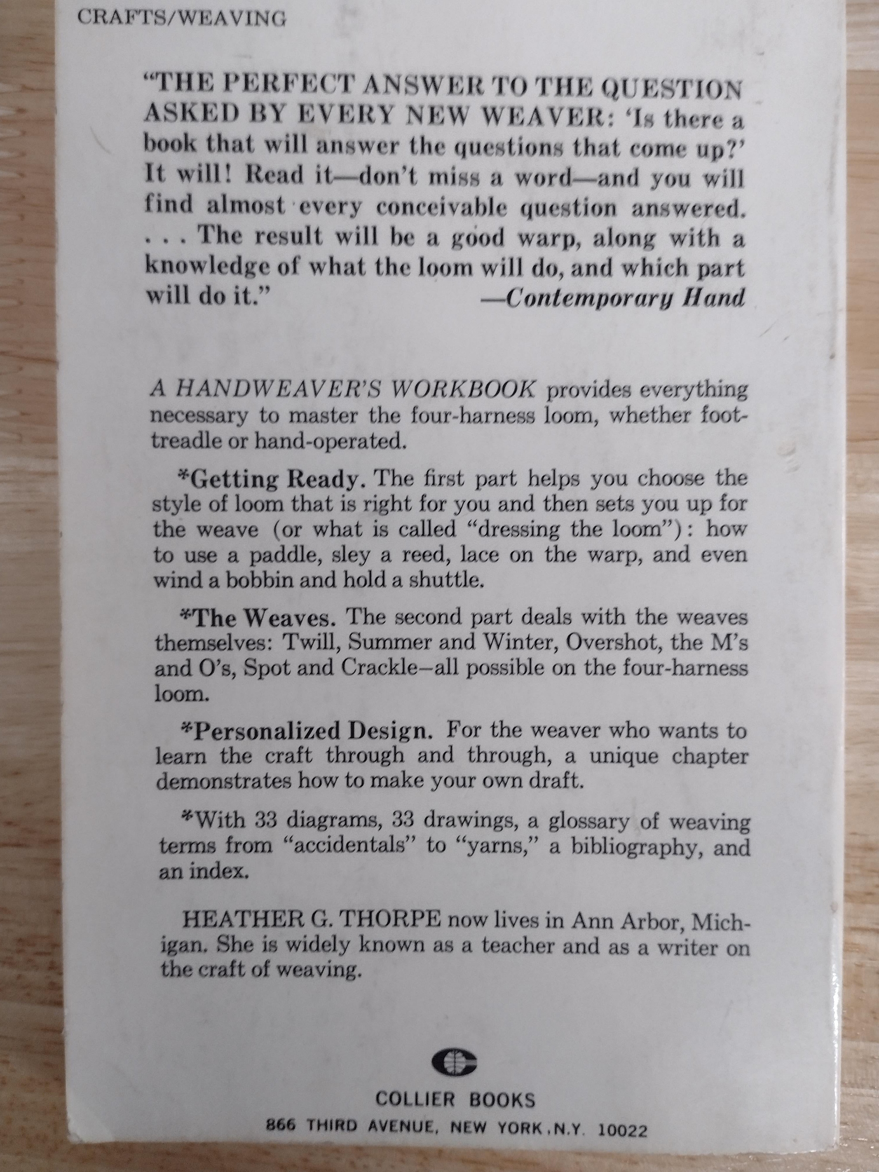 A Handwearver's Workbook, A Step by Step Guide by Heather G Thorpe