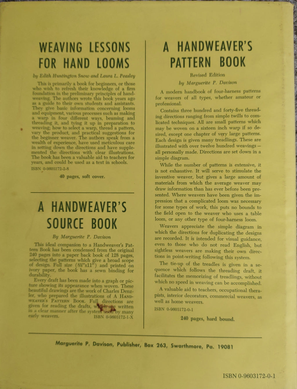 A Handweaver's Pattern Book by Marquerite Porter Davison