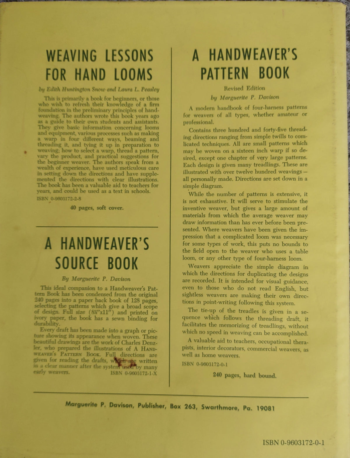 A Handweaver's Pattern Book by Marquerite Porter Davison