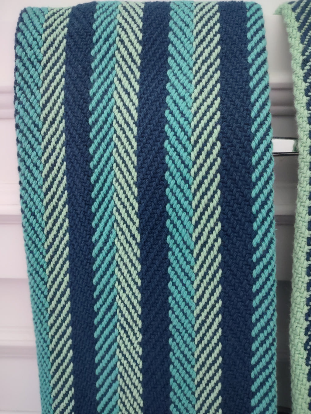 Navy, Turquoise & Pale Green Handwoven Cotton Towels