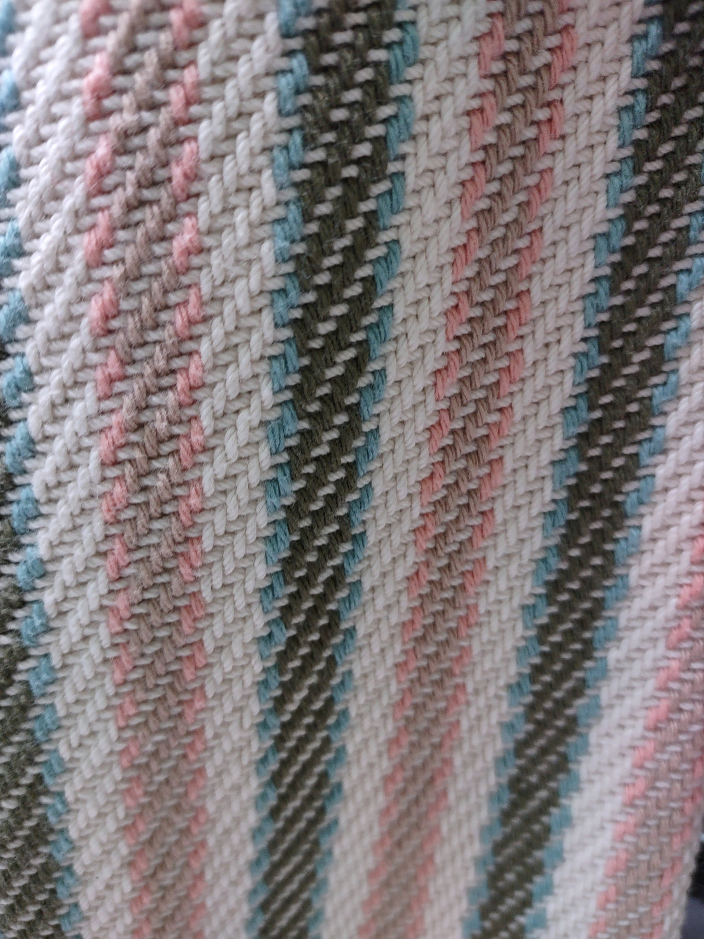 Salmon, Teal & Cream Classic Handwoven Towel