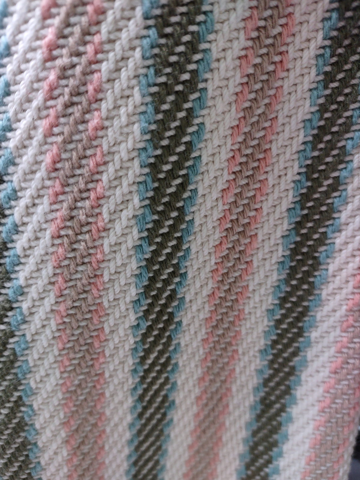 Salmon, Teal & Cream Classic Handwoven Towel