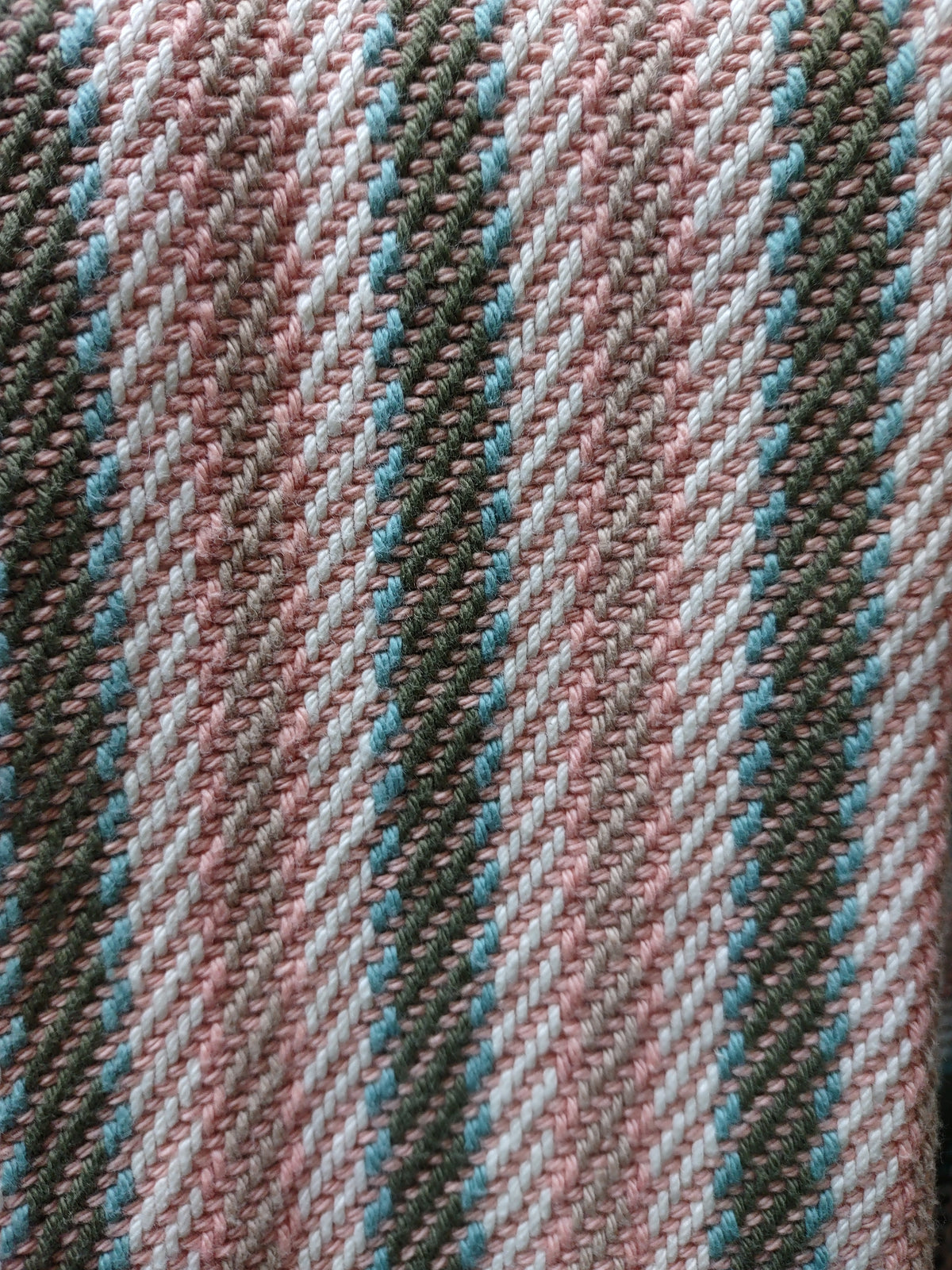 Salmon, Teal & Cream Classic Handwoven Towel