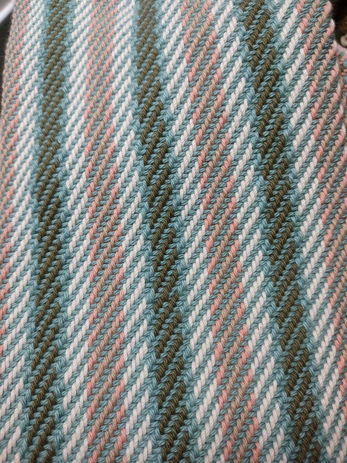 Salmon, Teal & Cream Classic Handwoven Towel