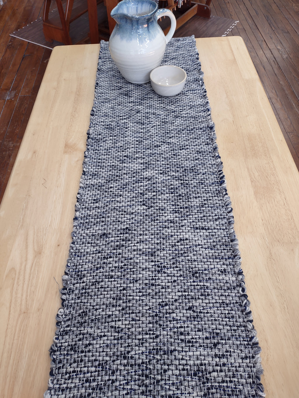 Blue Wool Table Runner 14x68 inches  #2764