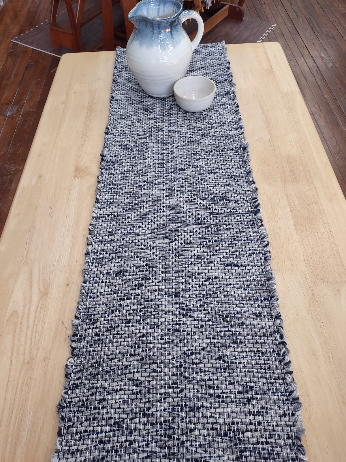 Blue Wool Table Runner 14x68 inches  #2764
