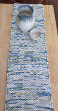 Cream and Blue Table Runner 14x59 inches, #2964