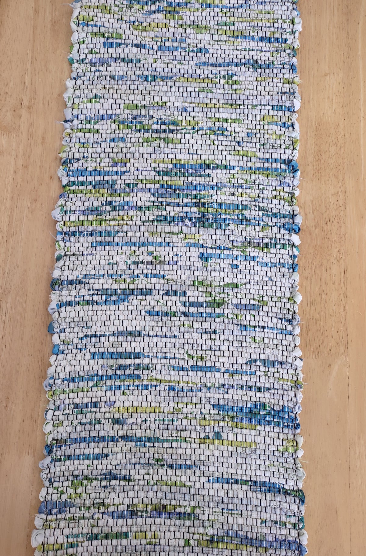 Cream and Blue Table Runner 14x59 inches, #2964