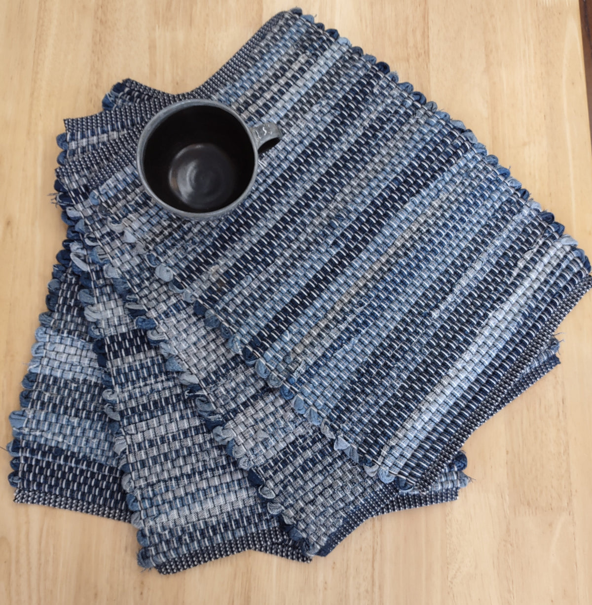Upcycled Denium Place Mats approximately 14x19 inches